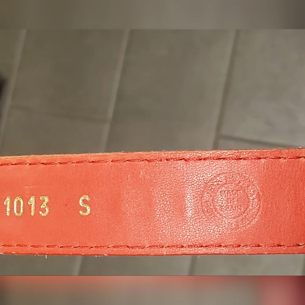 BBC Leather Studded Equestrian Cowgirl Belt Made in Spain, Brass, Red,Sm/34
